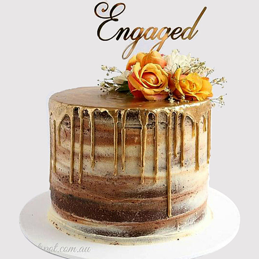 Floral Engagement Red Velvet Cake