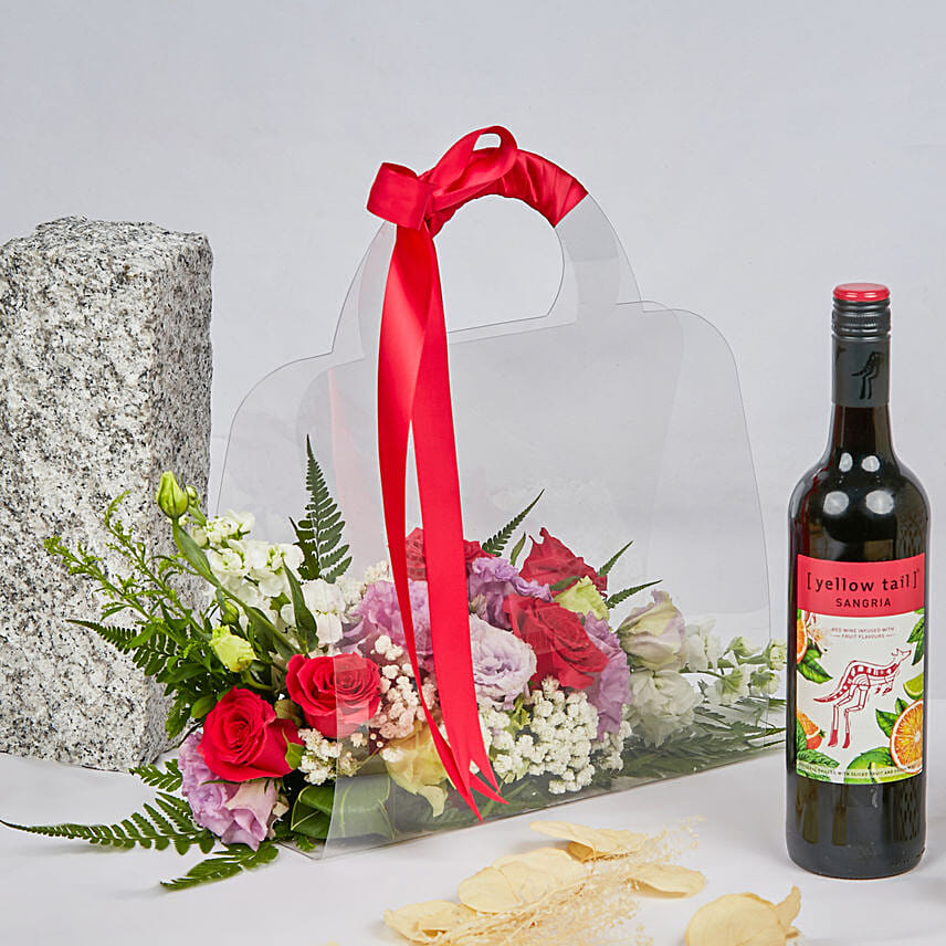 Flowers Bag with Wine
