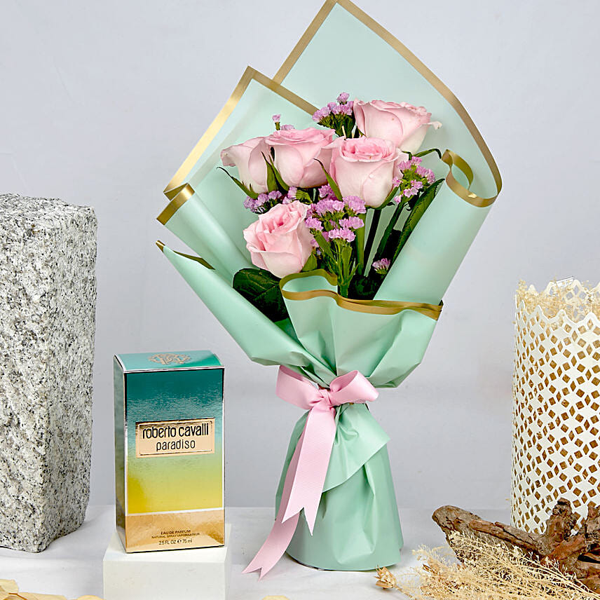 Pink Roses Bouquet N Perfume