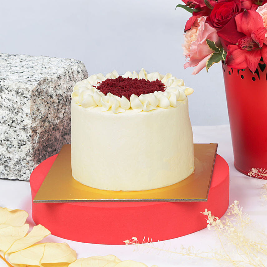 Flowers and Red Velvet Cake Combo Delivery in Singapore - FNP SG