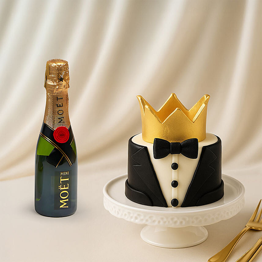 King of My Life Mini Cake and Wine Bundle For Dad