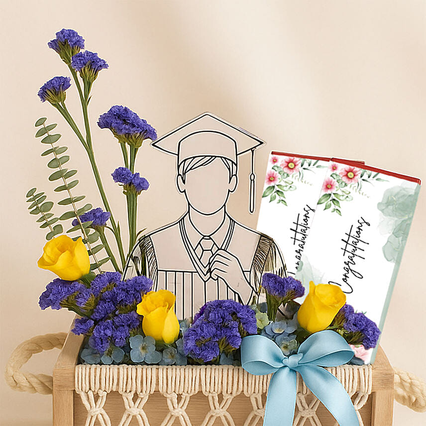 Graduation Flower Basket with Chocolates For Him Delivery in Singapore ...