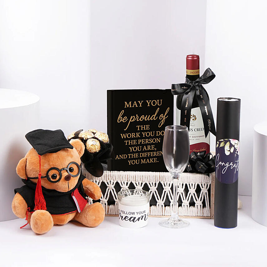 Wine and Teddy Graduation Gift Set: Graduation Hampers