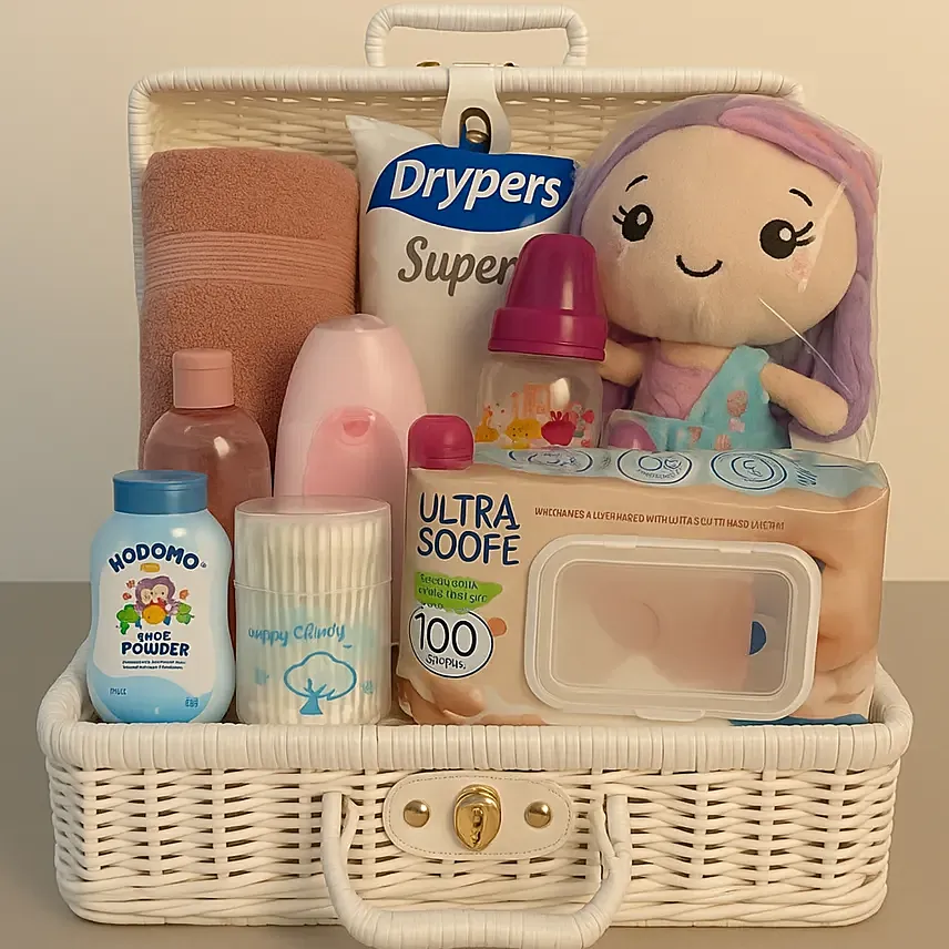 New Born Girl Congrats Hamper: Stuffed Toys 