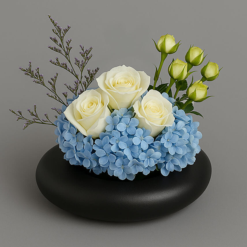 Fathers Day Hydrangea and Roses Vase: Father's Day Flowers