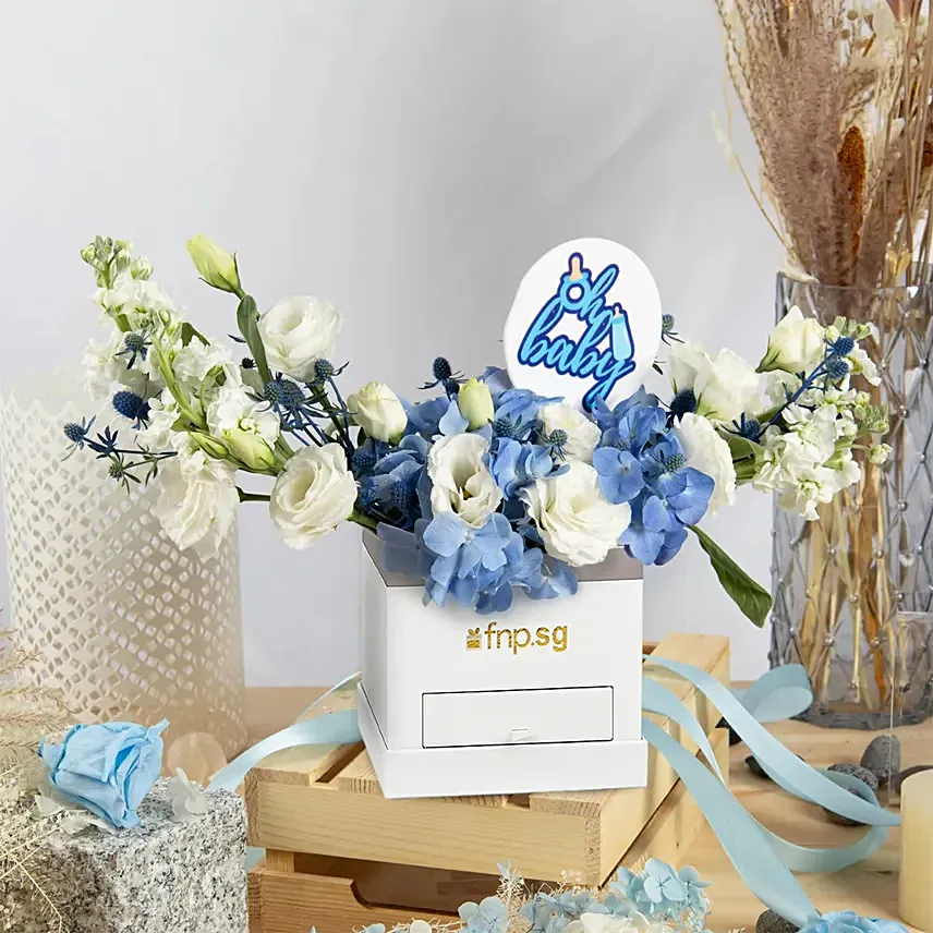 Baby Boy Celebration Flower Box: Newborn Baby Flowers Singapore
