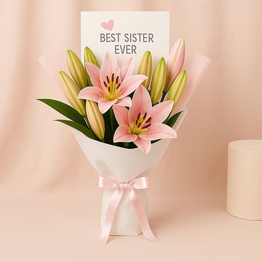 Best Sister Ever Lily Hand Bouquet: Gifts For Sister