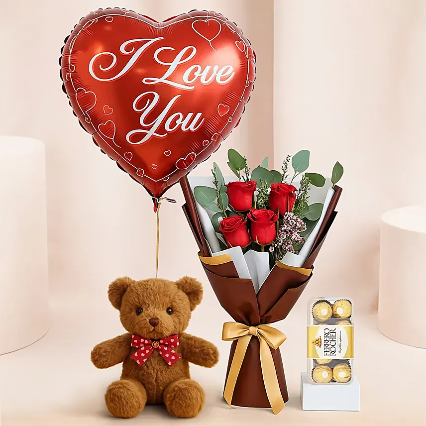 Adorable Love Gift Combo Arrangement: Girlfriends Day Gifts