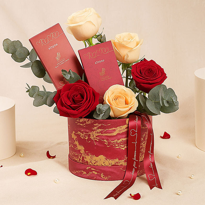 Roses and Chocolate Box Gift Set: For Valentine's Day