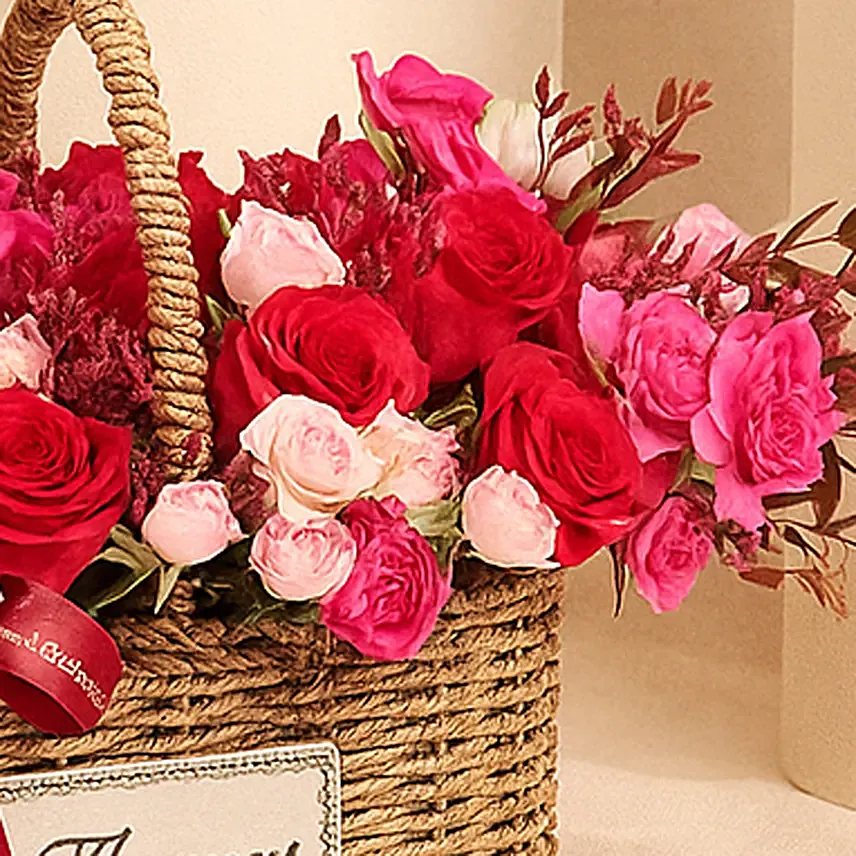 ステンドグラス　Rose flower basket【受注作品】 Basket of Love Roses Delivery in Singapore - FNP SG