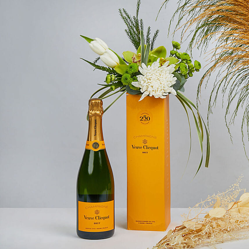 Luxury Flower Arrangement with Veuve Clicquot Champagne: Chinese New Year Flowers