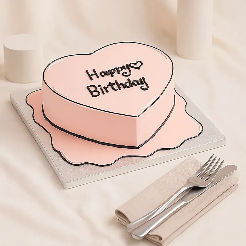 Heart Shaped Chocolate Cartoon Cake 6 Inches: Birthday Cakes 