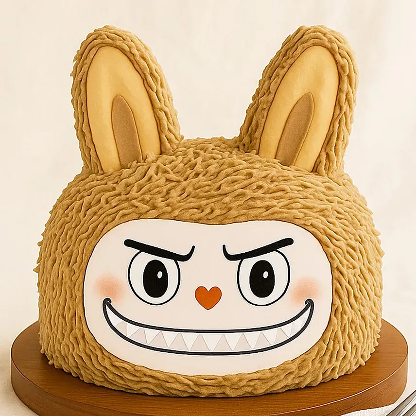 Labubu Zimomo Brown Face Cream Cake 675g Delivery in Singapore