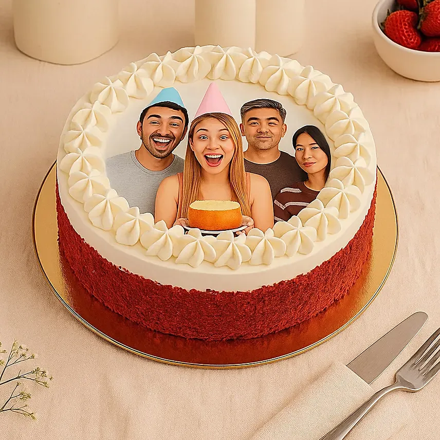 Red Velvet Photo Cake For Birthday: Photo Cakes 