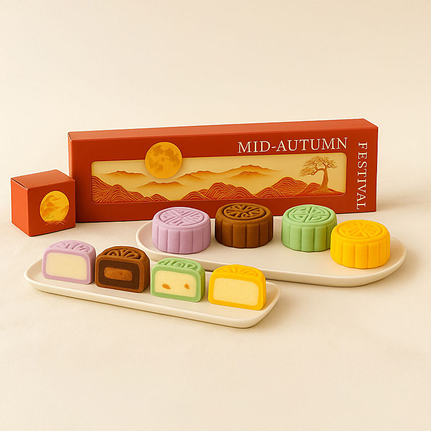 Mixed Assortment Snowskin Mooncakes Box of 4: Mid Autumn Festival Gifts