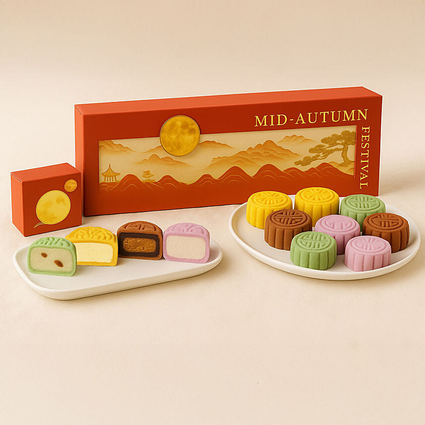 Mixed Assortment Snowskin Mooncakes Box of 8: Mid Autumn Gifts