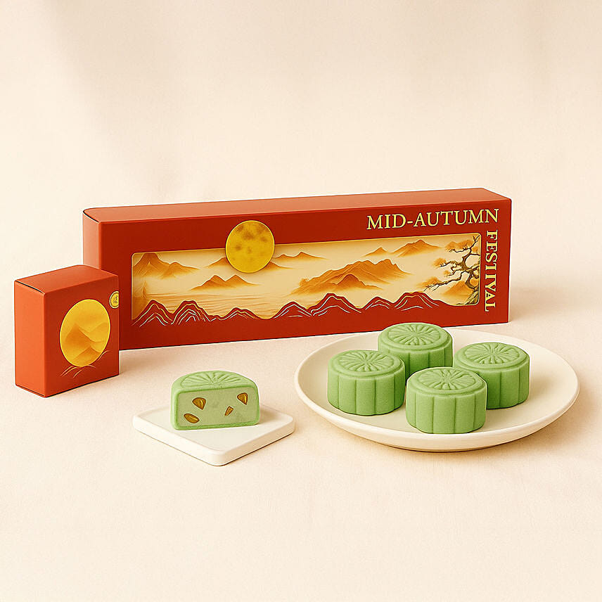Pistachio Cream Cheese Snowskin Mooncakes: Mooncake Singapore