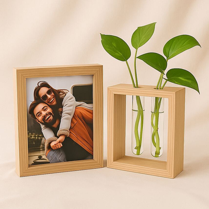 Personalised Frame and Money Plant: Indoor Bedroom Plants