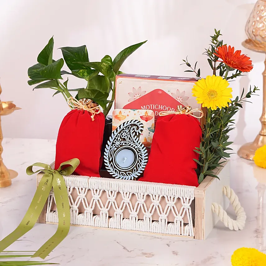 Deepawali Green & Sweet Delight Hamper: Deepavali Combo Gifts