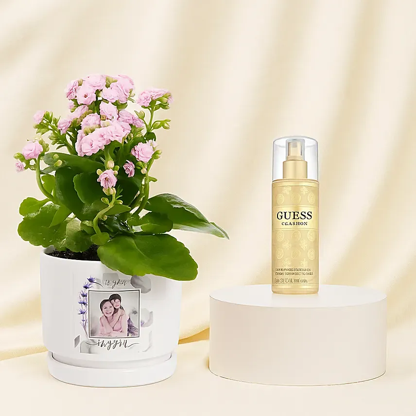 Mothers Day Personalised Plant Pot and Guess Body Mist: Personalised Mothers Day Gifts