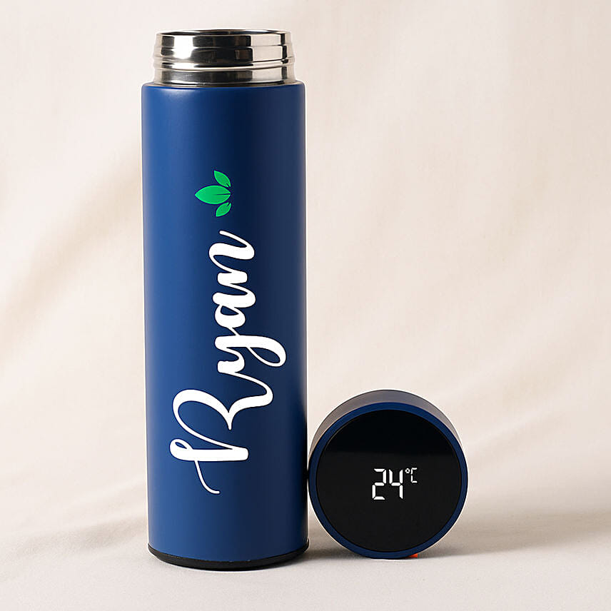 Personalised Blue LED Temperature Bottle: Personalised Glassware