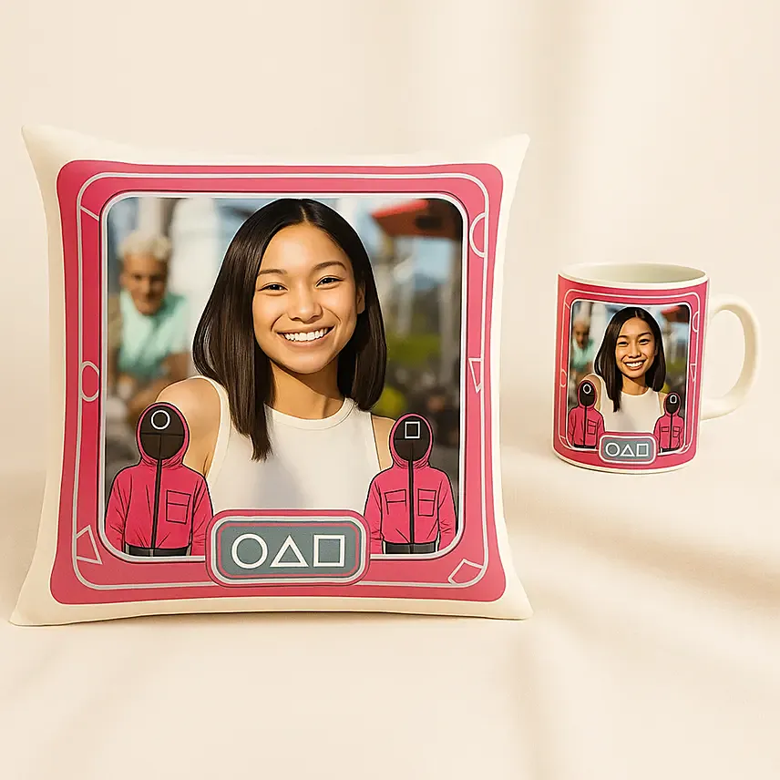 Game Ready Personalised Cushion and Mug: Personalised Combo Gifts