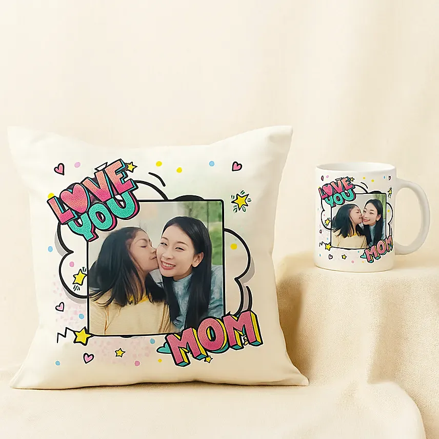 Personalised Moments with Mother Cushion & Mug: Personalised Mothers Day Gifts