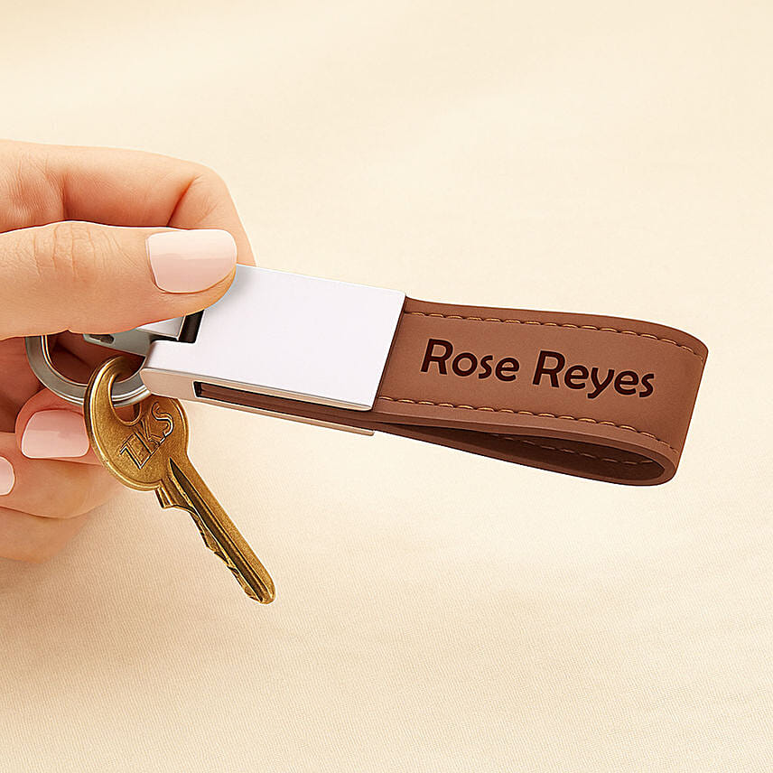 Engraved Leather Keychain With Text: Personalised Mothers Day Gifts