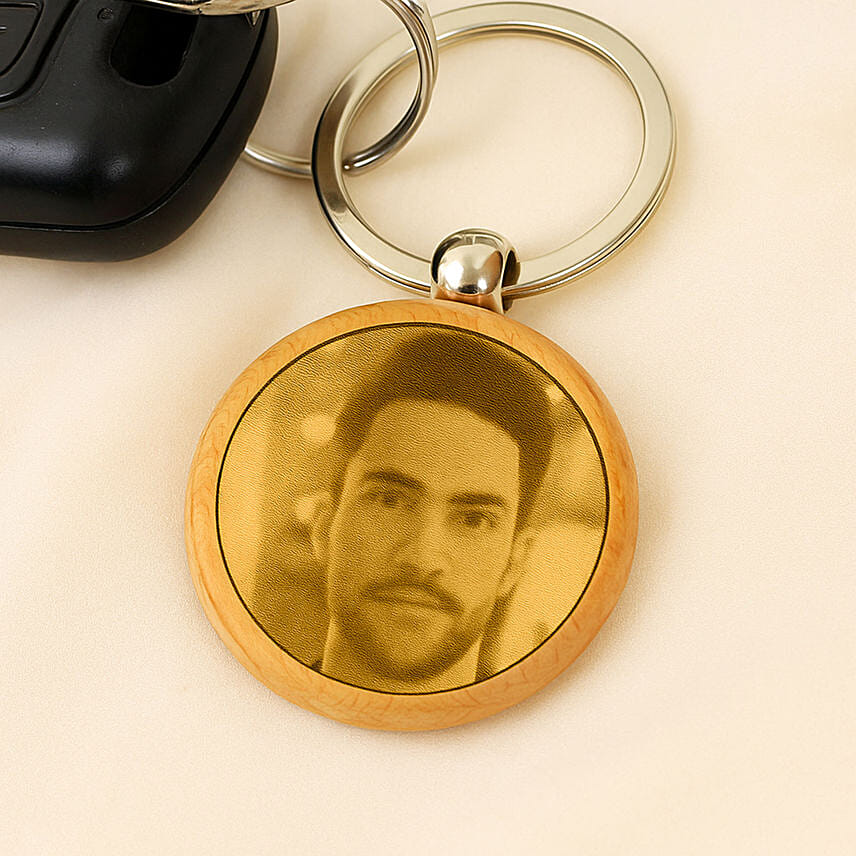 Engarved Photo Round Key Chain: 