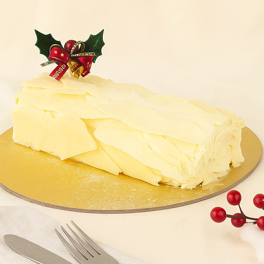 Xmas White Forest Log Cake: Christmas Cakes