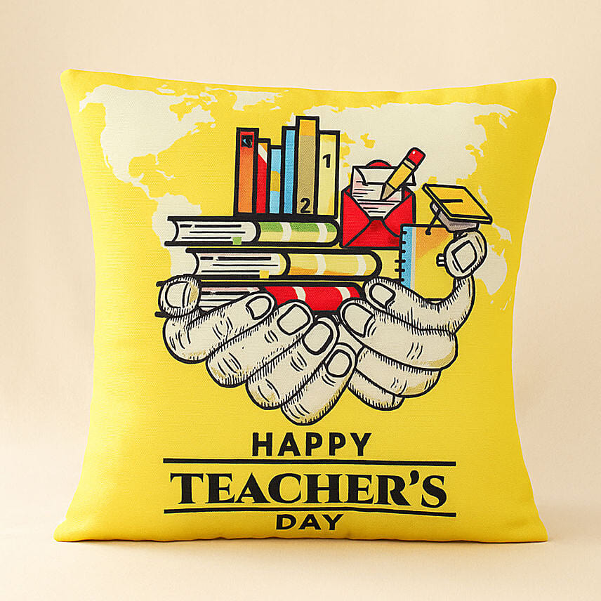 Imparting Knowledge Teachers Day Cushion: Customised Gifts For Teachers