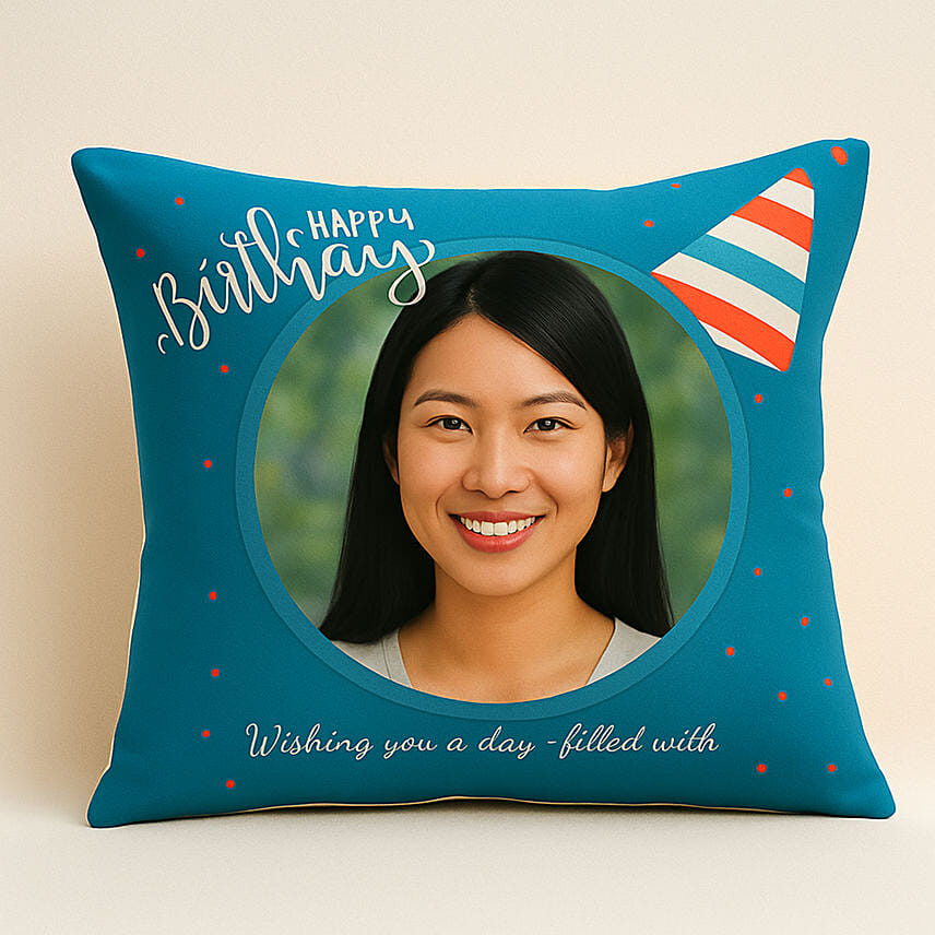 Personalised Birthday Cap Cushion: For Girlfriend