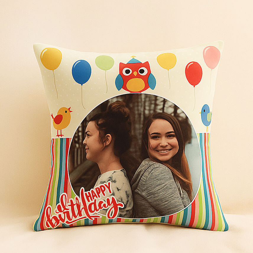 Personalised Colourful Birthday Cushion: Personalised Gifts for Women