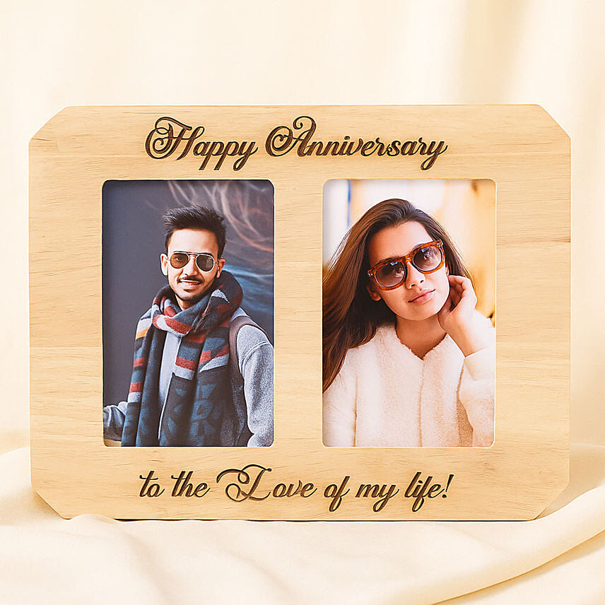 Personalised Happy Anniversary Wooden Photo Frame: Personalised Gifts for Her