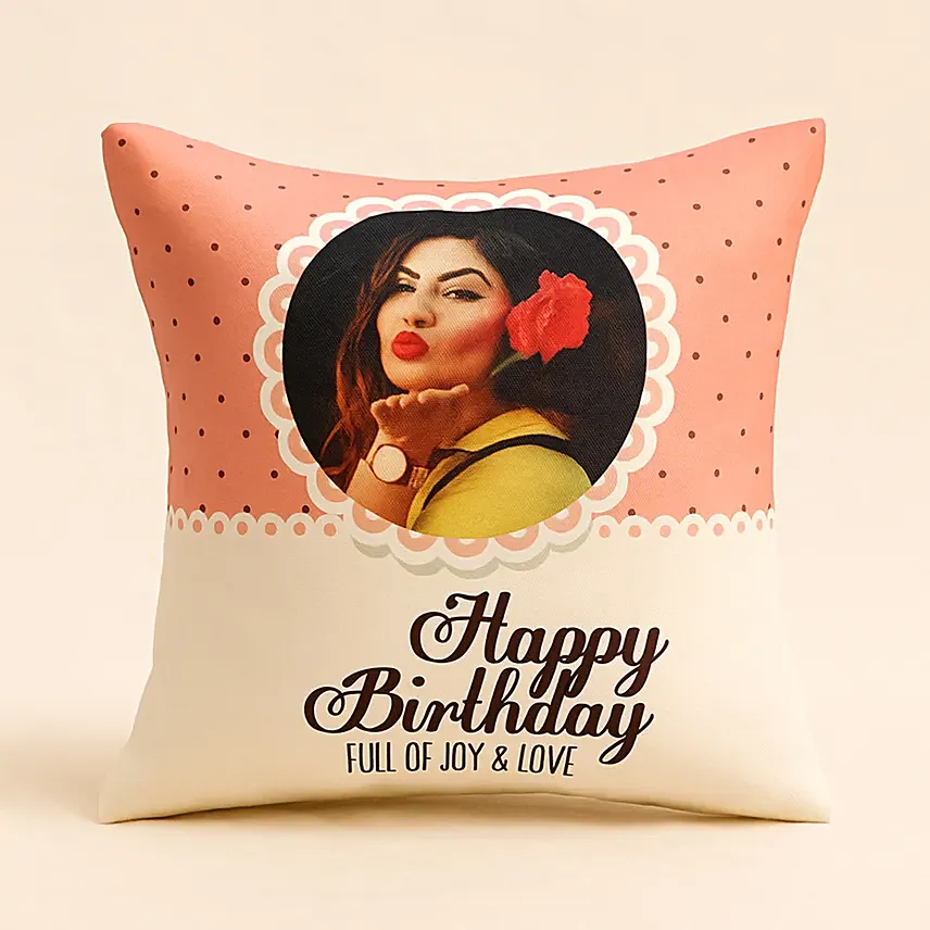 Personalised Joy and Love Birthday Cushion: Personalised Birthday Gifts