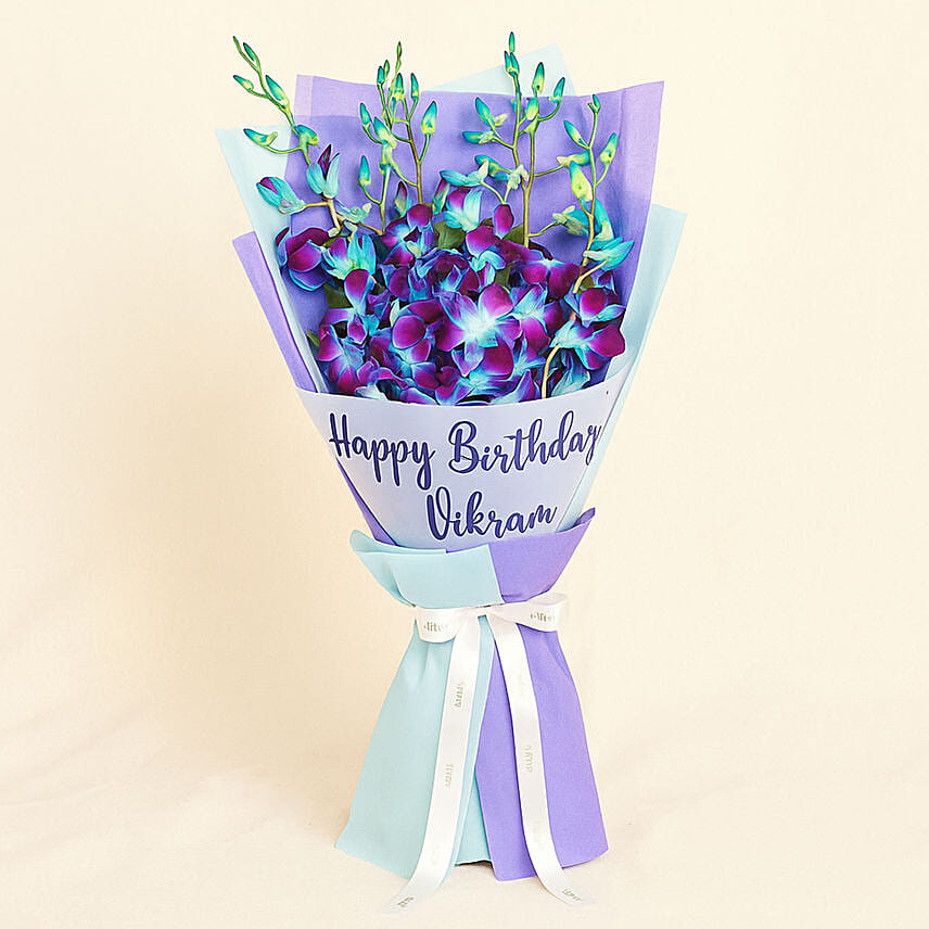 Blue Orchid Personalised Wish: Flowers With Personalised Gifts