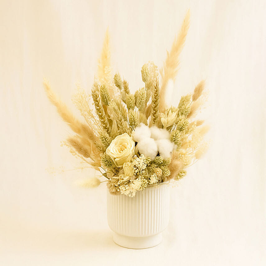 Soothing Mixed Preserved Flowers Designer Vase: Dried Flower Bouquets Singapore