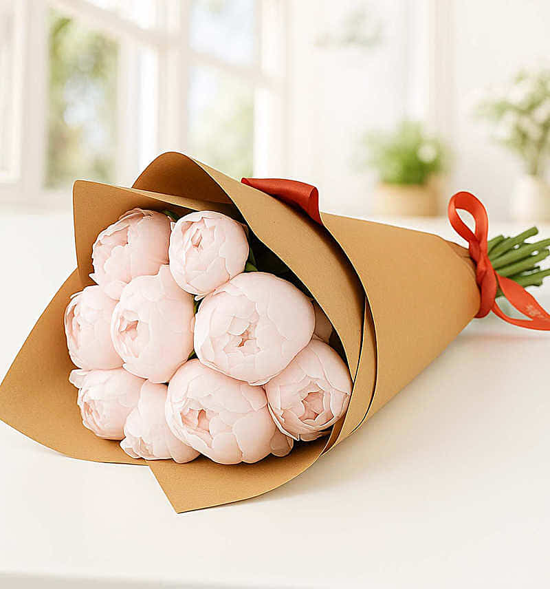 10 Light Pink Peonies Bouquet