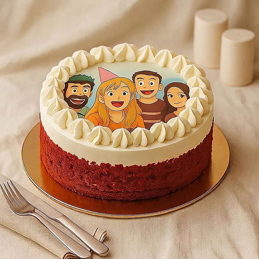 Enticing Birthday Red Velvet Custom Ghibli Photo Cake