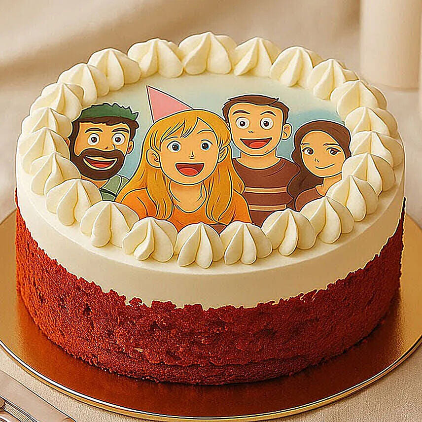 Enticing Birthday Red Velvet Custom Ghibli Photo Cake