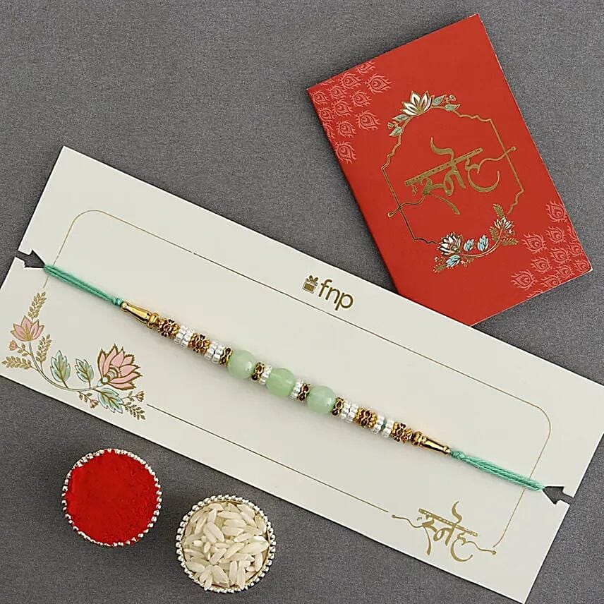 Graceful Pearl Ethnic Rakhi Green with Ck One Perfume