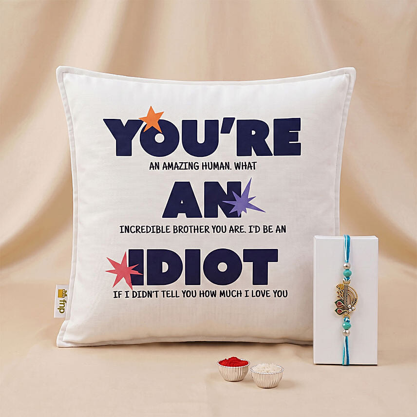 Krishna Rakhi and Amazing Brother Cushion Gift Set
