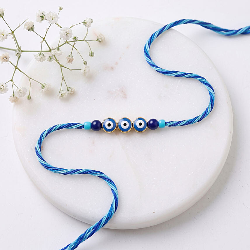 Minamalistic Navy Evil Eye Rakhi with Almonds