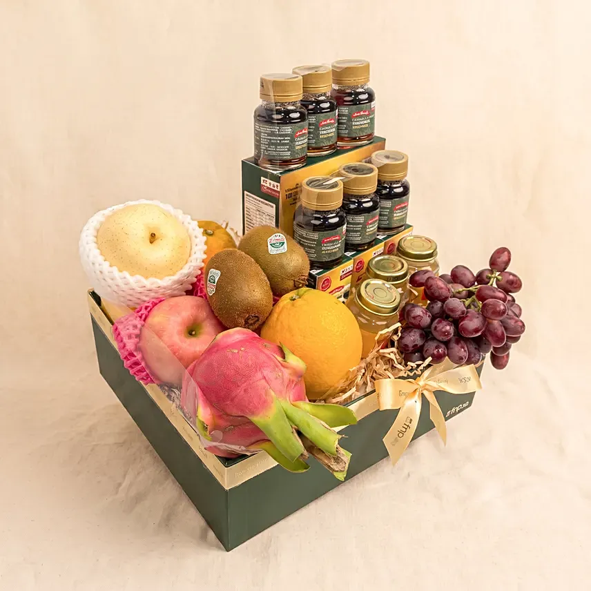 Premium Wellness & Fresh Fruits Gift Box