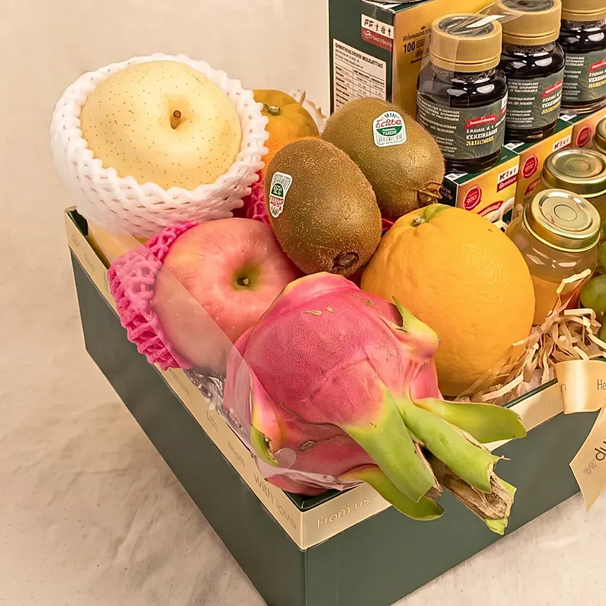 Premium Wellness & Fresh Fruits Gift Box