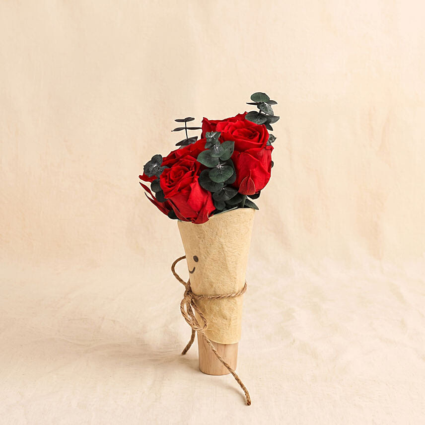 Preserved Red Rose Adorable Jellycat Bouquet
