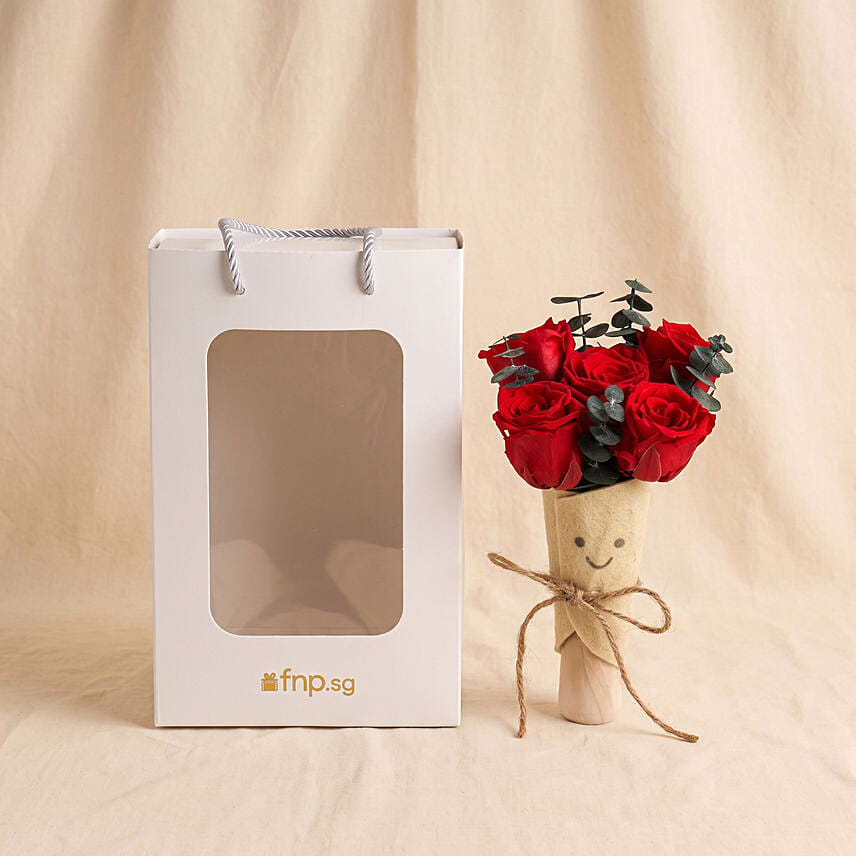 Preserved Red Rose Adorable Jellycat Bouquet
