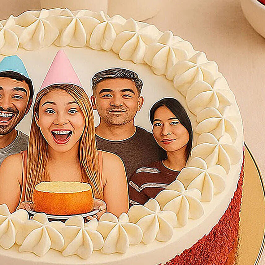 Red Velvet Custom Photo Cake For Birthday
