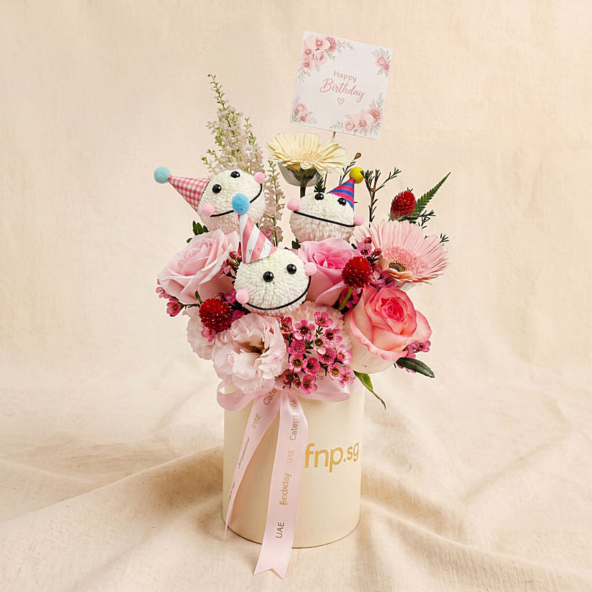 Whimsical Birthday Party Ping Pong & Pink Flowers Box