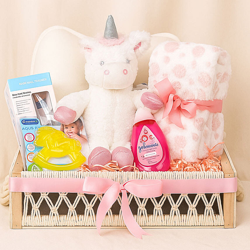 Baby Girl Unicorn Gift Basket Baby Girl Unicorn Gift Basket: Newborn Hampers